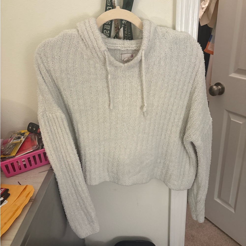 Cozy White Hooded Sweater